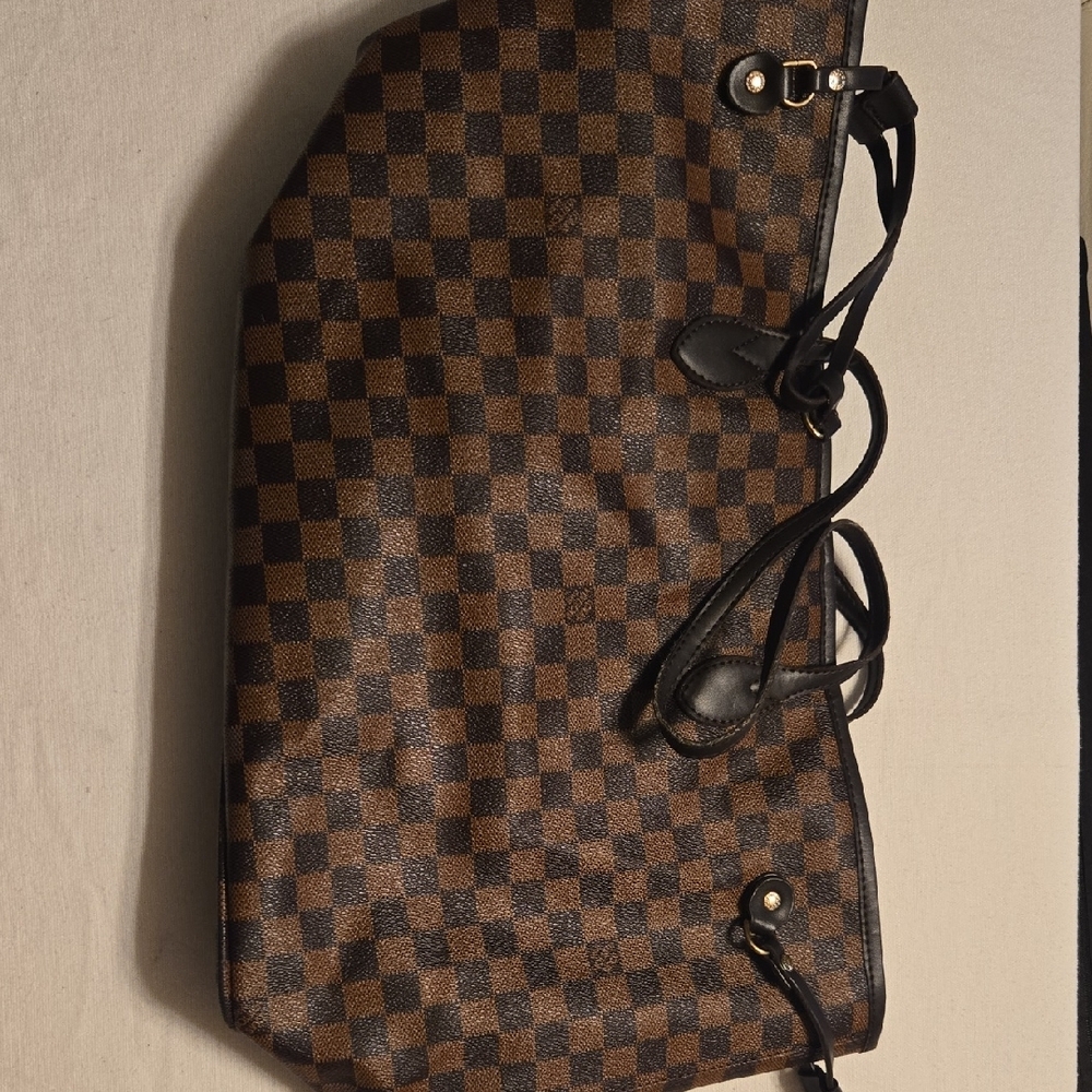 Checkered Brown Tote Bag